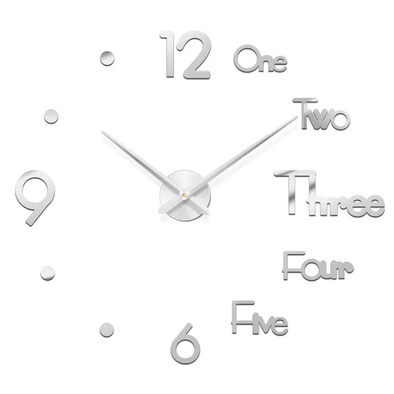 Large round Mirror Wall Clock DIY Self Adhesive Wall Clock