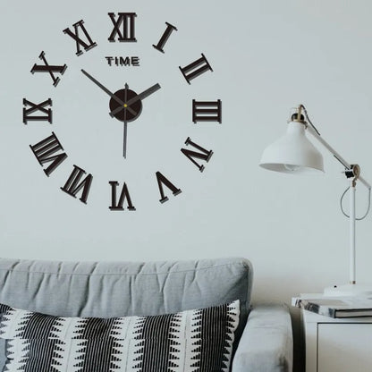 Large round Mirror Wall Clock DIY Self Adhesive Wall Clock