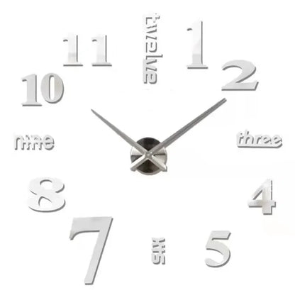 Large round Mirror Wall Clock DIY Self Adhesive Wall Clock