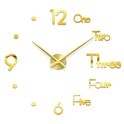 Large round Mirror Wall Clock DIY Self Adhesive Wall Clock
