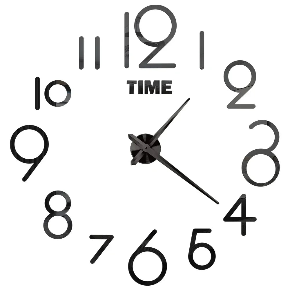 Large round Mirror Wall Clock DIY Self Adhesive Wall Clock