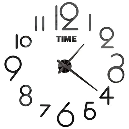 Large round Mirror Wall Clock DIY Self Adhesive Wall Clock