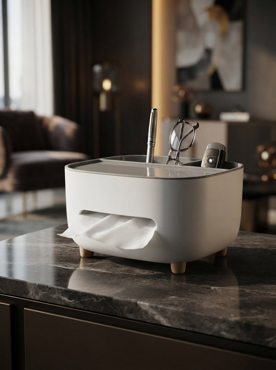 Tissue Box with Multifunctional Storage Drawer