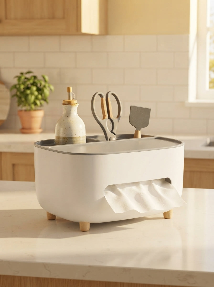 Tissue Box with Multifunctional Storage Drawer